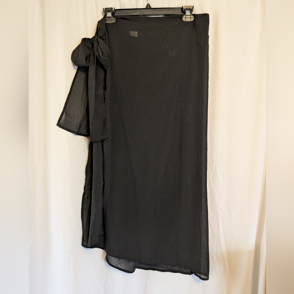NWOT Black Wrap Skirt Swim Coverup with Side Tie Sz. L